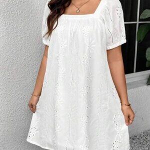 White Square Neck dress